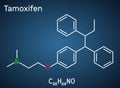 Tamoxifen, C26H29NO molecule. It is antineoplastic nonsteroidal antiestrogen, used in the treatment and prevention of breast