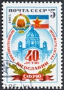 tamp printed by USSR that celebrates 40th Anniversary of Yugoslav Republic