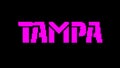 Tampa. American city. Animated text. 4K video. Transparent Alpha channel. Isolated Letters from pixels, 8 bit. Purple color