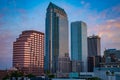 Aerial view of Tampa Downtown on sunrise background 4