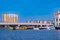 S Harbour Island Blvd bridge, luxury and taxi boats.