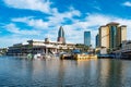 Tampa Convention Center and colorful taxi boats 3