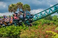 People having fun terrific Cobras Curse at Busch Gardens 5 Royalty Free Stock Photo