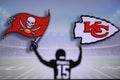 TAMPA BAY, USA, JANUARY, 25. 2021: Patrick Mahomes II silhouette Super Bowl LIV, the 55th Super Bowl 2020, Kansas City Chiefs