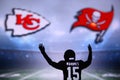 TAMPA BAY, USA, JANUARY, 25. 2021: Patrick Mahomes II silhouette Super Bowl LIV, the 55th Super Bowl 2020, Kansas City Chiefs vs.