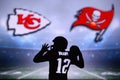 TAMPA BAY, USA, JANUARY, 25. 2021: Tom Brady silhouette Super Bowl LIV, the 55th Super Bowl 2020, Kansas City Chiefs vs. Tampa Bay