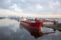 Tampa City Channel And A Cargo Ship