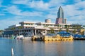 Tampa Convention Center and colorful taxi boats 2