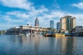 Tampa Convention Center and colorful taxi boats 3