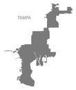 Tampa Florida city map grey illustration silhouette shape