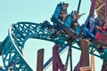 During the ride, the Cobra`s coaster trains traveling backward, forward and then spin at Bush Gardens Tampa Bay