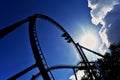 Beautiful silhouette of Sheikra Rollercoaster on sunset background at Bush Gardens Tampa Bay