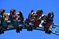 During the 3 12 minute ride, the coaster trains speed along at 40 mph down 2,100 feet at Bush Ga Royalty Free Stock Photo