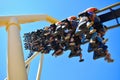 Thrillseekers ride Montu Rollercoaster at Bush Gardens Tampa Bay.