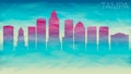 Tampa Florida Skyline City Silhouette. Broken Glass Abstract Geometric Dynamic Textured. Banner Background. Colorful Shape Composi Royalty Free Stock Photo