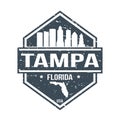 Tampa Florida Travel Stamp Icon Skyline City Design Tourism.