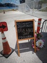 Tampa, Florida, United States. 6/Aug/2018. A sign wishing seafarers a nice day. A sign is outside security checkpoint.