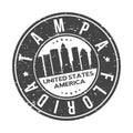 Tampa Florida USA Stamp Logo Icon Skyline Silhouette Symbol Round Design Skyline City. Royalty Free Stock Photo