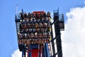 Funny people coming down from the top of the sky at Sheikra Rollercoaster in Bush Gardens Tampa B