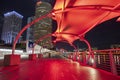 Tampa Riverwalk Canopy Lit Red At Night Royalty Free Stock Photo