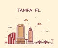 Tampa skyline Hillsborough Florida USA city vector Royalty Free Stock Photo