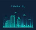 Tampa skyline Hillsborough Florida USA city vector Royalty Free Stock Photo