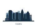 Tampa skyline, monochrome silhouette.