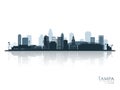 Tampa skyline silhouette with reflection. Royalty Free Stock Photo