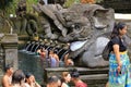 Tampak Siring, Tampaksiring, Bali, Indonesia - January 31 2024: people take a bath in the Tirta Empul temple