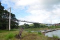 Tamparuli suspension bridge view in morning. Royalty Free Stock Photo