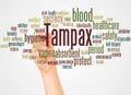 Tampax word cloud and hand with marker concept Royalty Free Stock Photo