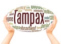 Tampax word cloud hand sphere hand sphere concept Royalty Free Stock Photo