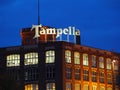 Tampella sign on roof top of old Tampella factory building Tampere Finland. Photo taken on 25th of February 2018.