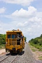 Tamper ballast , tamping machine is building new railway. Royalty Free Stock Photo