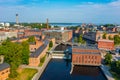 Tampere, Finland, July 22, 2022: Aerial view of brick buildings