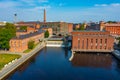 Tampere, Finland, July 22, 2022: Aerial view of brick buildings