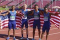 American team after winning 4X100 meters relay in the IAAF World U20 Championship in Tampere, Finland