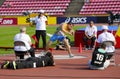 ARTEM LEVCHENKO from Ukraine on the shot put at the IAAF World U20 Championships in Tampere, Finland on July 10, 2018. Royalty Free Stock Photo