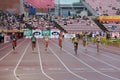 Atheletes running at 100 metres semi-final in the IAAF World U20 Championship in Tampere, Finland 12