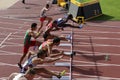 Athletes running 110 metres hurdles Heats on the IAAF World U20 Championship in Tampere, Finland 11th