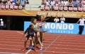 TAMPERE, FINLAND, July 14: Athletes running 4x400 metres relay in the IAAF World U20 Championship in Tampere, Finland 14th July,