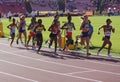 Athlets running 5000 meters final on the IAAF World U20 Championships in Tampere, Finland on July 10,