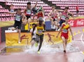 Athlets running 3000 metres steeplechase in the IAAF World U20 Championship in Tampere, Finland 12 Royalty Free Stock Photo