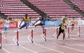 Athlets running 400 metrs hurdles heats on the IAAF World U20 Championship in Tampere, Finland 12 July