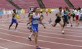 Athlets running 400 metrs hurdles heats on the IAAF World U20 Championship in Tampere, Finland 12 July