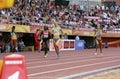 Athlets running 400 metrs semi final on the IAAF World U20 Championship in Tampere, Finland 11 July, Royalty Free Stock Photo
