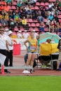 DARIA HARKUSHA ukrainian track and field athlete on discus throw in the IAAF World U20 Championship Tampere, Finland 2018