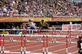 TAMPERE, FINLAND, July 11: OWAAB BARROW, JASON NICHOLSON, STEFAN VOLZER, DAMION THOMAS, 110M hurdles men Semi finals Royalty Free Stock Photo