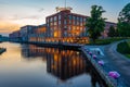 Tampere, Finland, July 21, 2022: Sunset view of brick buildings