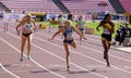 Sylvia SCHULZ, Brooke JAWORSKI and Sanique WALKER running 400 meters hurdles heats on the IAAF World